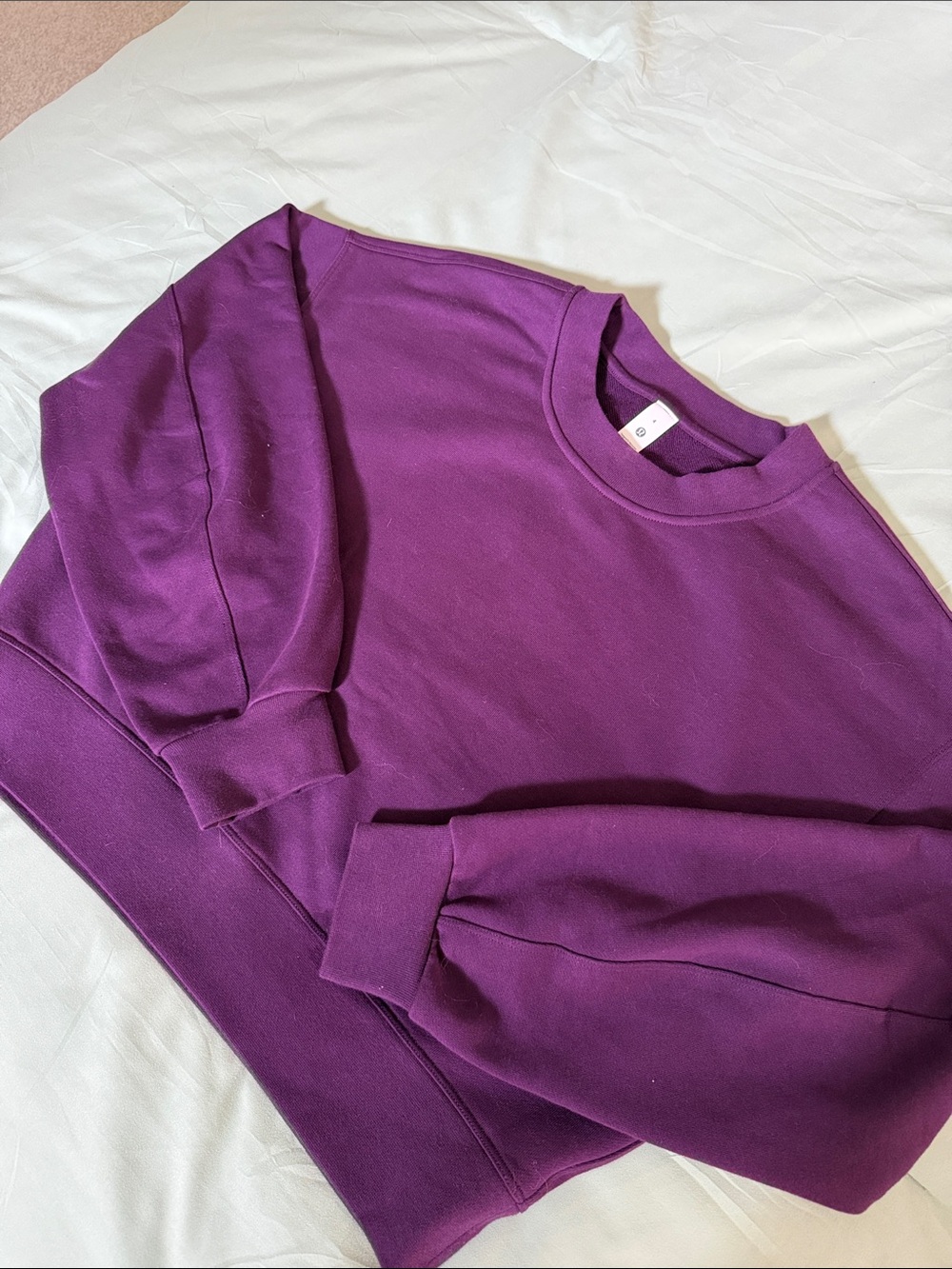 Eggplant Lululemon Classic Crewneck Sweater in Deep Purple - Women size 4 LEGG46